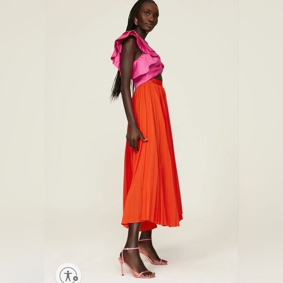 AMUR RTR Pink Red Cleopatra Pleated Dress - Picture 5 of 15